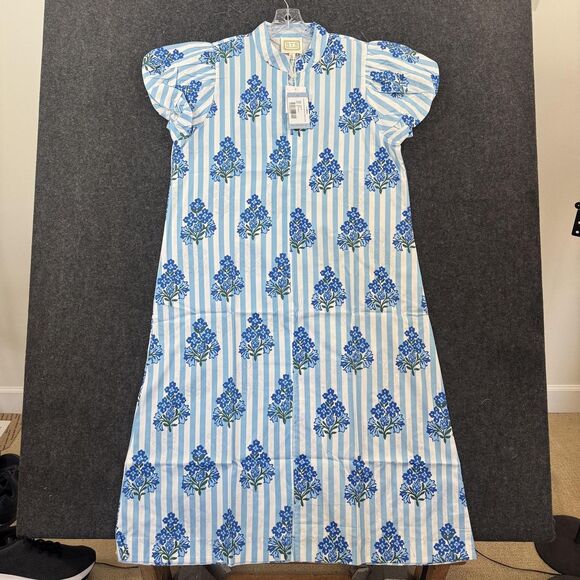 Sail to Sable Dresses & Skirts - Sail To Sable Shirt Dress Women's XL Blue Block Print Striped Puff Sleeve Midi